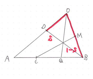 三角形ODBを用いてベクトルOPを表す